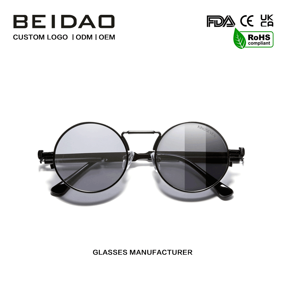 Designer-Sonnenbrille aus polarisiertem Vintage-Metall mit Farbwechsel