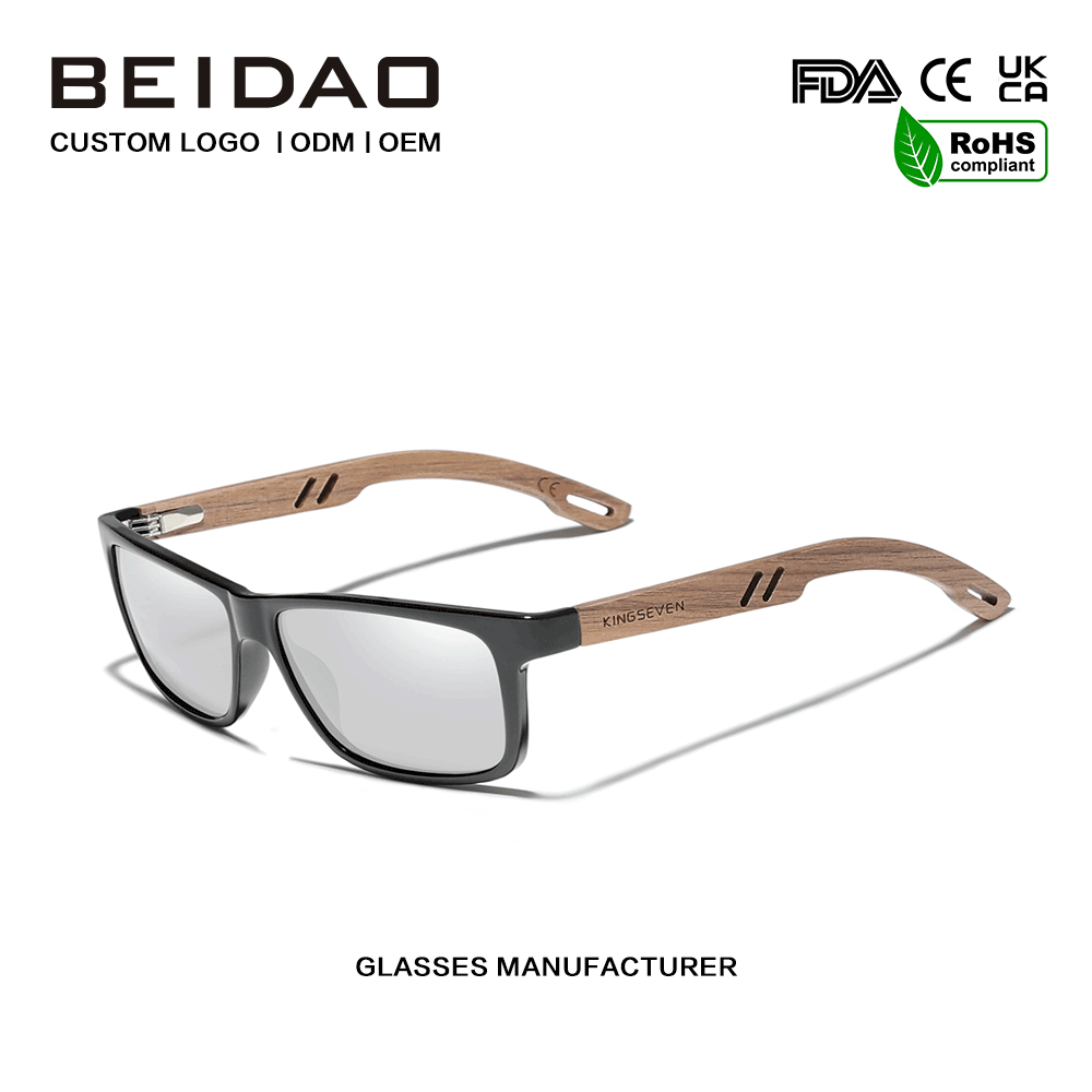 Designer-Sonnenbrille mit handgefertigtem Walnussrahmen