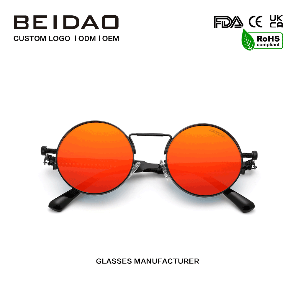 Designer-Sonnenbrille mit polarisiertem Metallrahmen in Rot mit UV400-Schutz