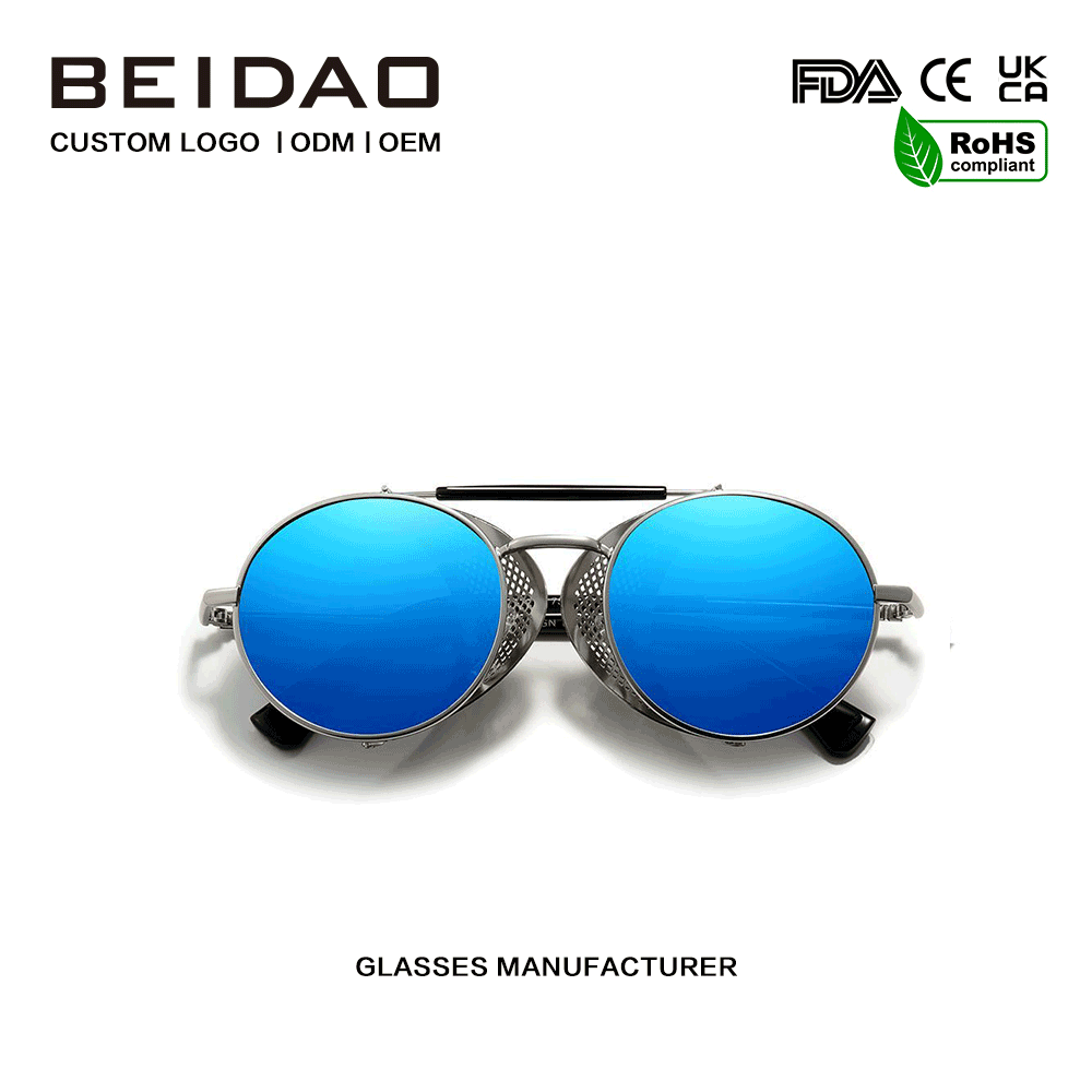 Designer-Modebrille mit rundem Legierungsrahmen