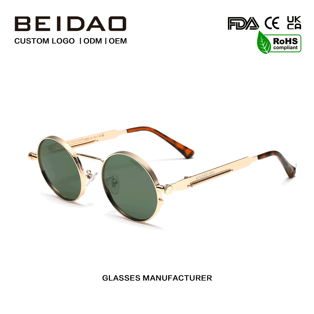 Designer-Sonnenbrille mit UV400-Schutz und polarisiertem Metallrahmen in Grün