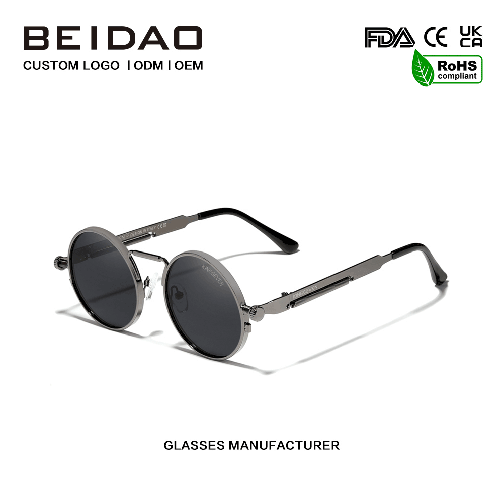 Designer-Sonnenbrille aus polarisiertem Vintage-Metall mit UV400-Schutz