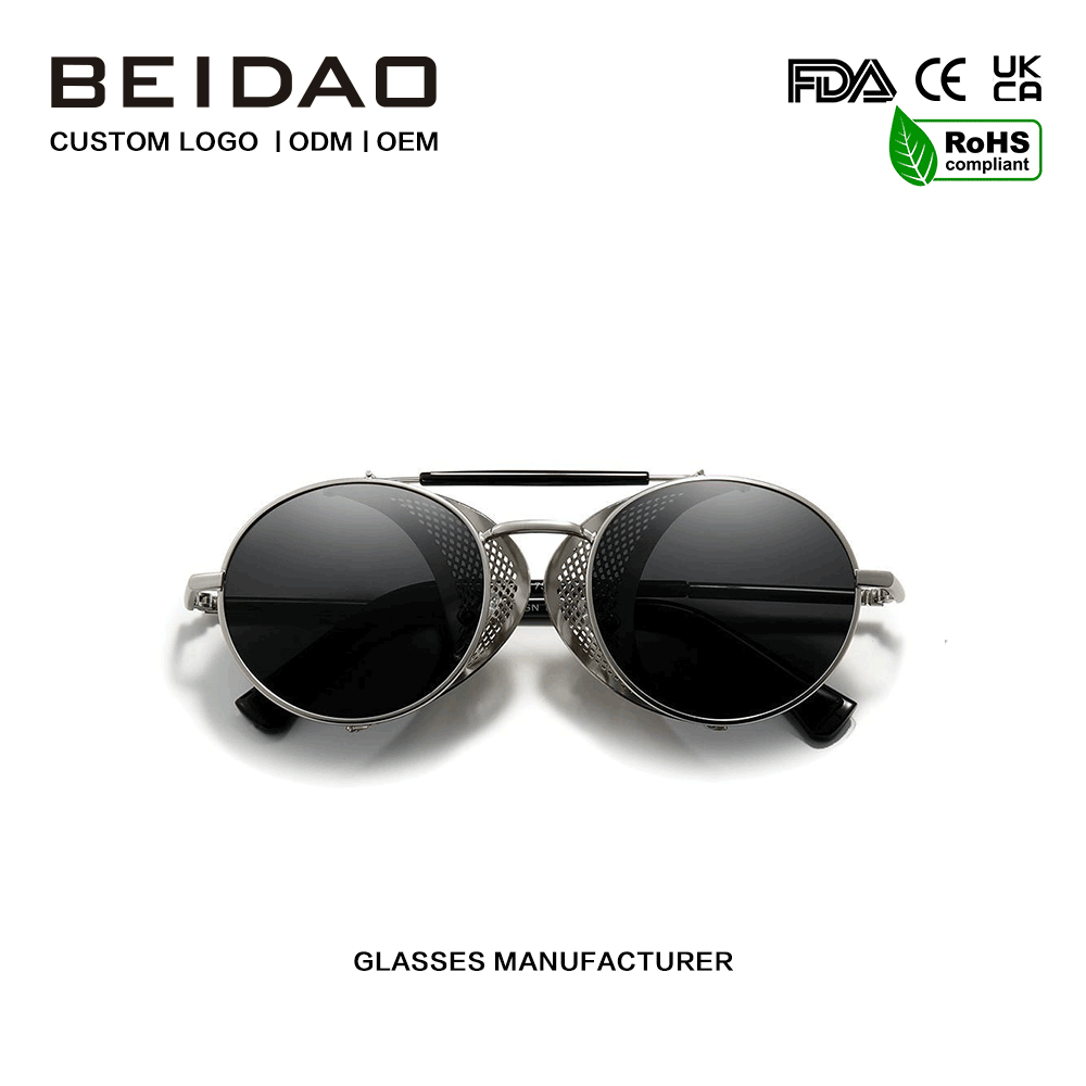 Designer-Brille mit UV400-Schutz, runder Legierungsrahmen, grenzüberschreitend