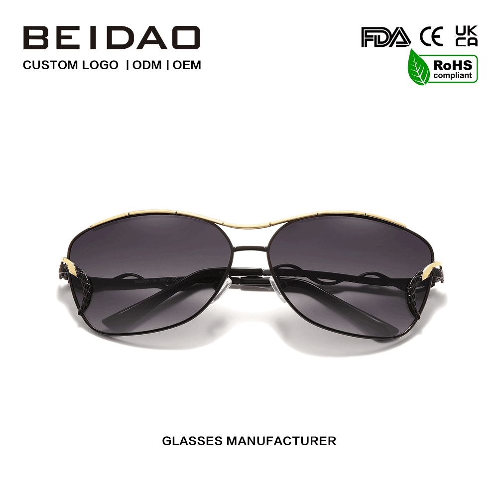 Elegante Vintage-Vollrand-Polarisationssonnenbrille mit Farbverlauf