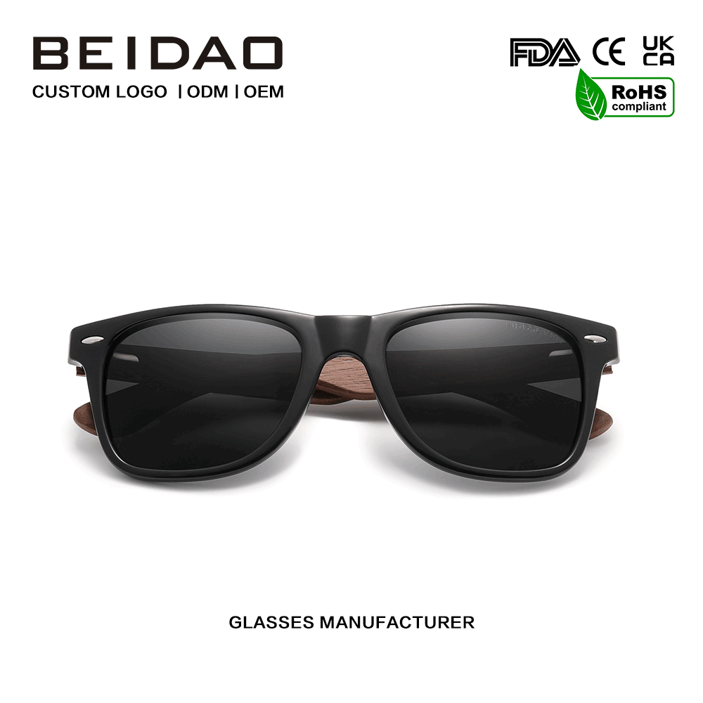 Handgefertigte polarisierte UV400-Schutz-Sonnenbrille aus schwarzem Walnussholz