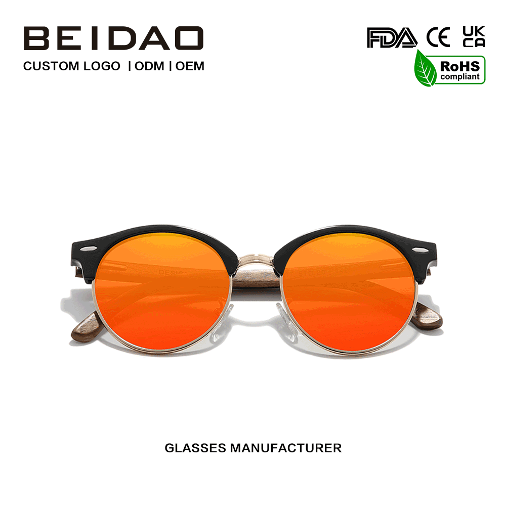 Handgefertigte randlose UV400-Sonnenbrille aus Walnussholz