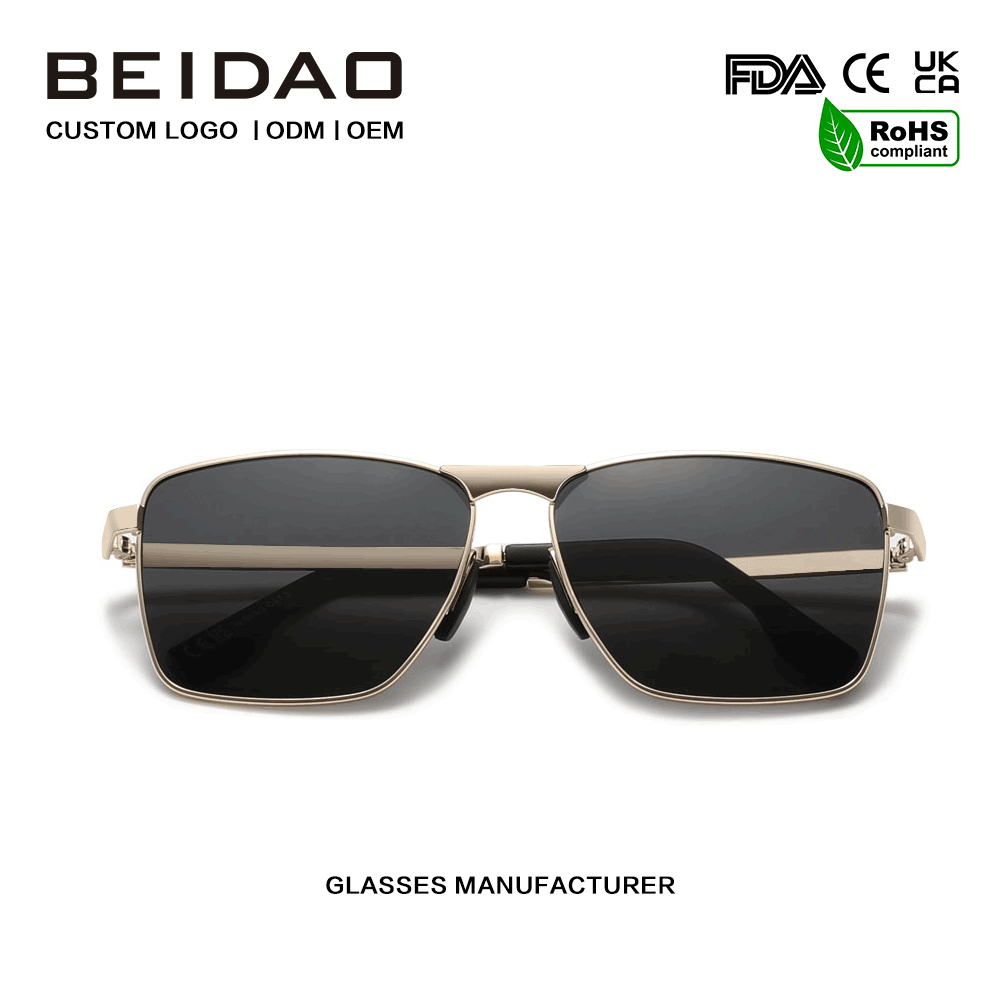 Luxus-Sonnenbrille aus Legierung mit quadratischen UV400-TAC-Gläsern für Unisex