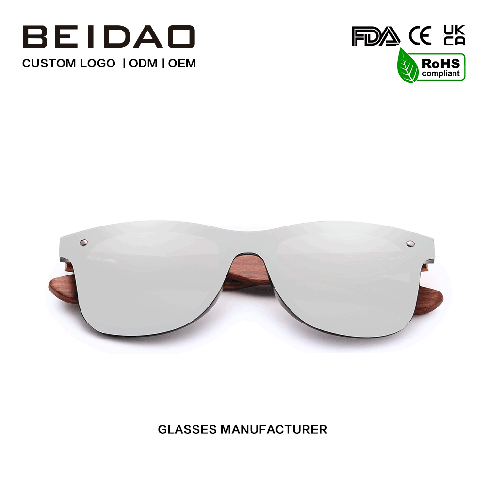 Moderne originale polarisierte Sonnenbrille aus Bubinga-Holz in Silber