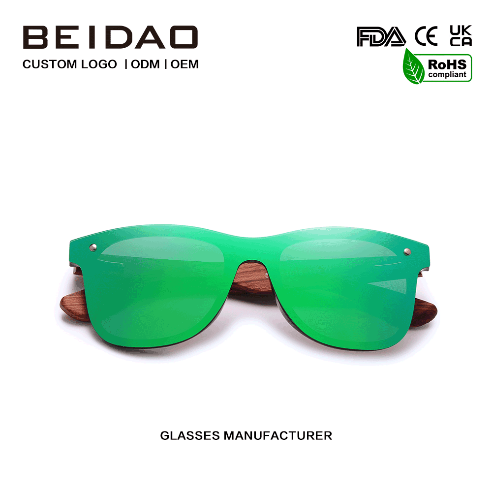Moderne originale polarisierte Sonnenbrille aus Bubinga-Holz in Silber zum Fahren