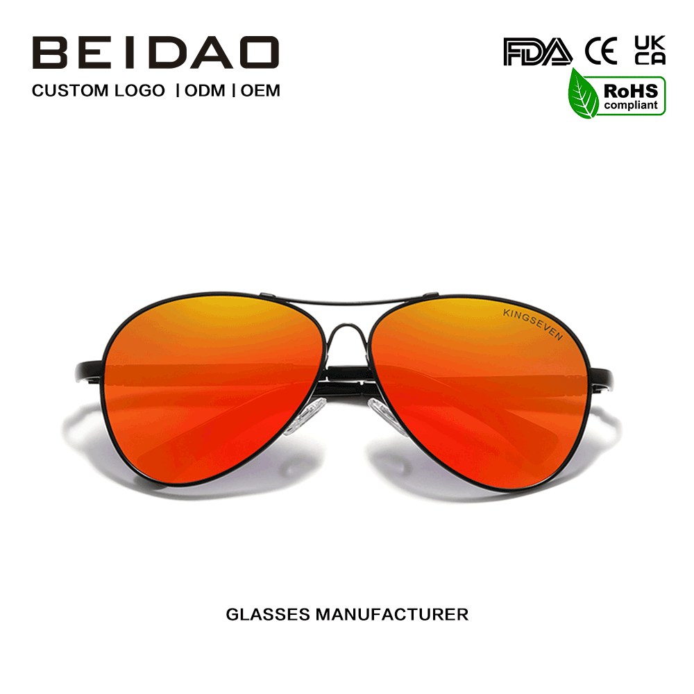 Moderne, polarisierte Auto-Sonnenbrille mit rotem Brillenglas und Legierungsrahmen