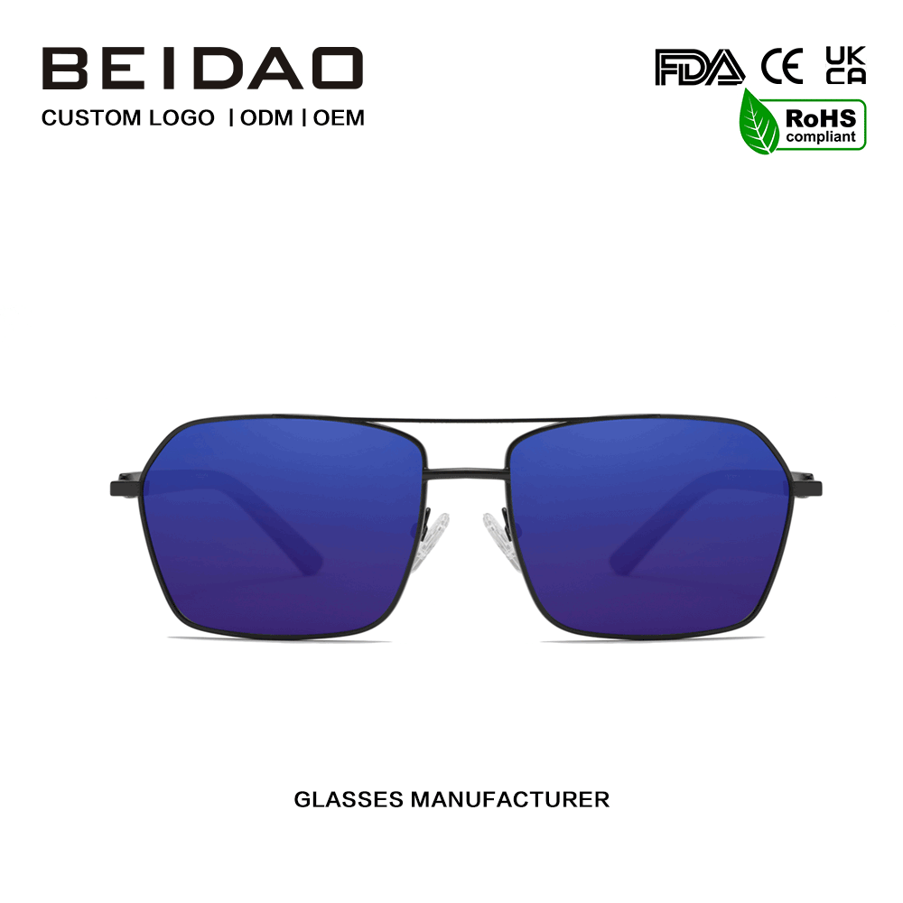 Moderne Retro-Sonnenbrille aus Aluminiumlegierung mit blauen UV400-Linsen zum Fahren