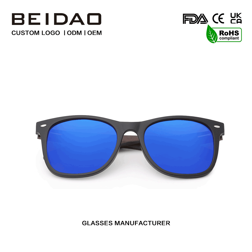 Unisex-Sonnenbrille TR90 aus blauem Walnussholz für den Urlaub