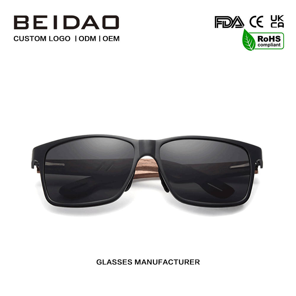 Unisex-Designer-Sonnenbrille aus Holz, quadratisch, polarisiert, strahlungsgeschützt